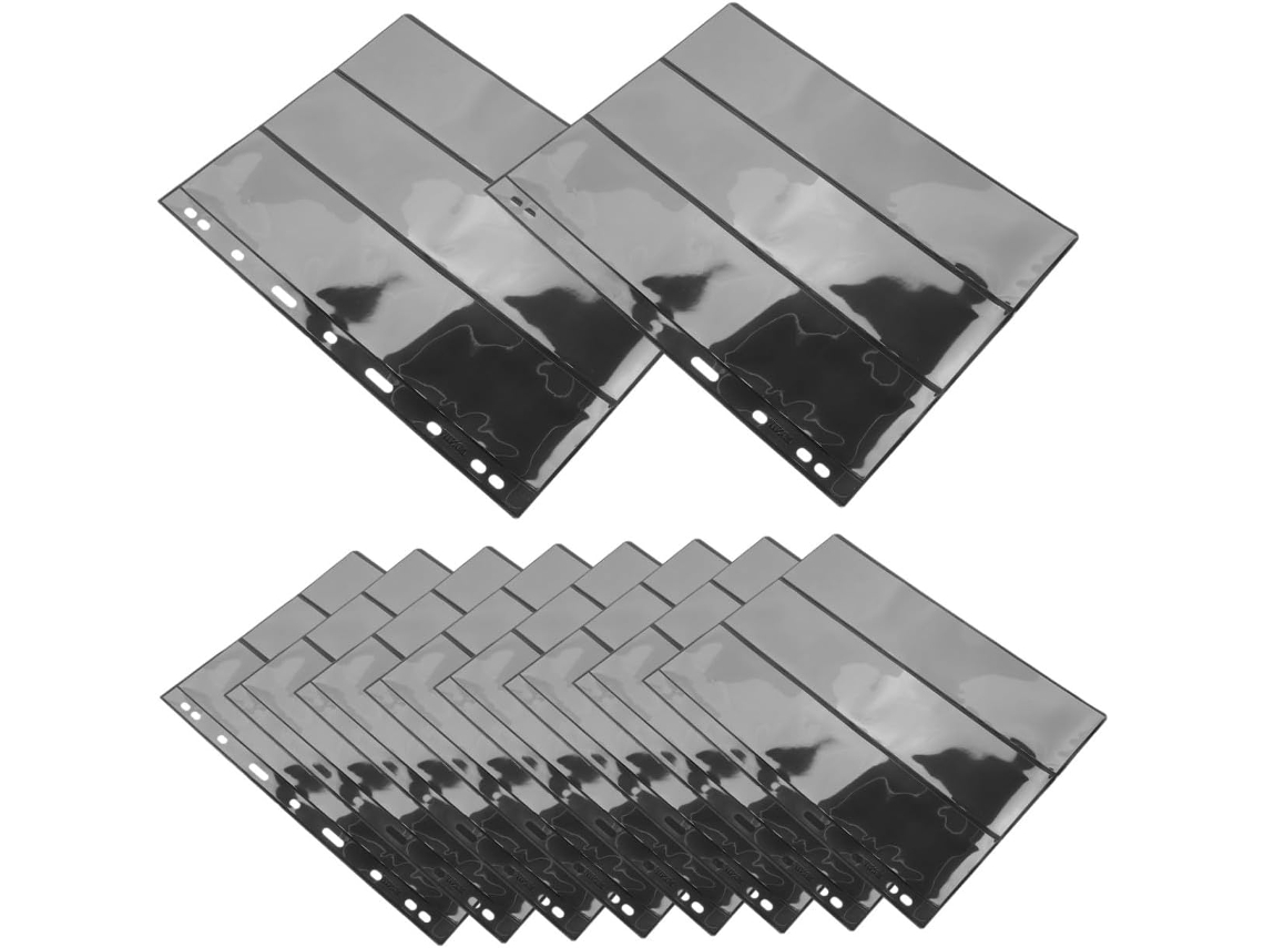 Toyzfriendy 10pcs Feuilles Para Álbuns De Timbres 3 Emplacements - Matériau Pet Noir - Design Élégant