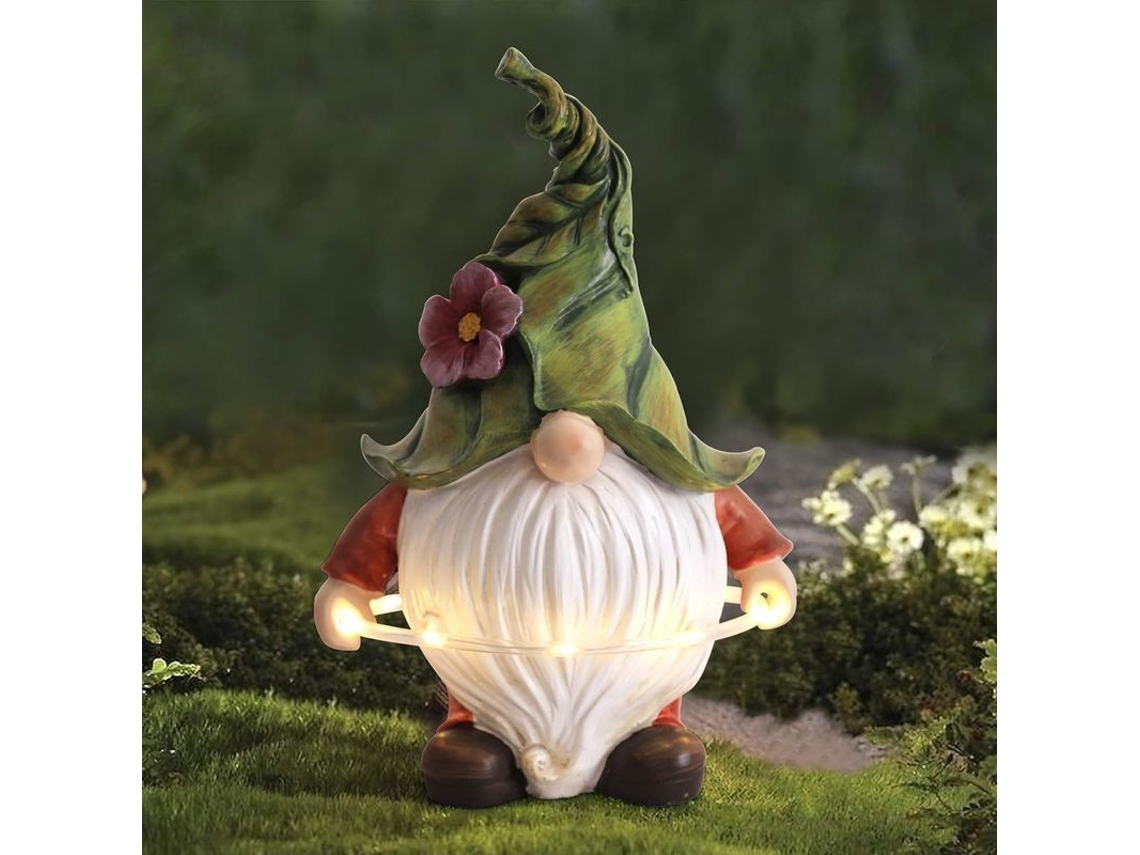 Gnomo Tomte Com Barba Longa E Luz Solar Para Jardim, Natal E Decoração Externa/Interna