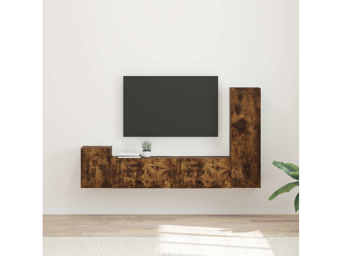 Vidaxl Conjunto De Móvel De Tv 4 Pcs Carvalho Defumado