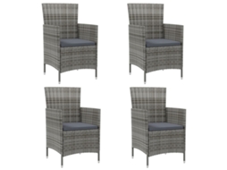 Vidaxl Cadeiras De Jardim C/ Almofadões 4 Pcs Vime Pe Cinzento