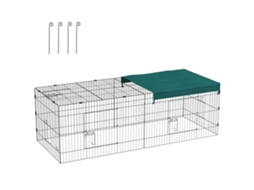 Gaiola para Coelhos Externa e Interna com Telhado de Aço. 220x85x70cm. Verde Ge