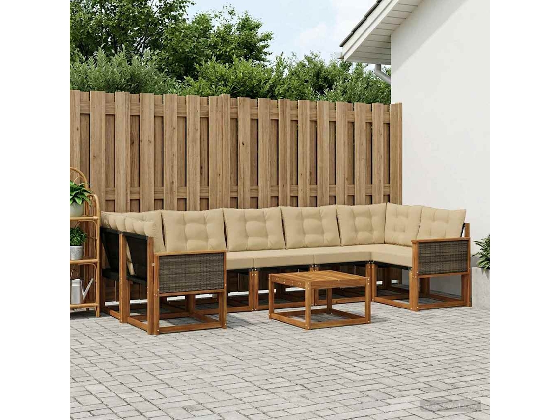 Vidaxl Conjunto De Sofás Para Exterior 8 Pcs Natural E Bege