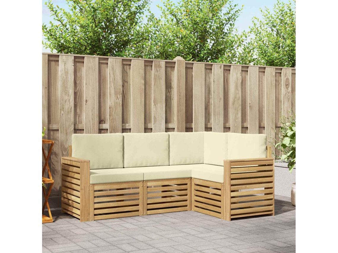 Vidaxl Conjunto De Sofás Para Exterior 4 Unid. Branco E Creme