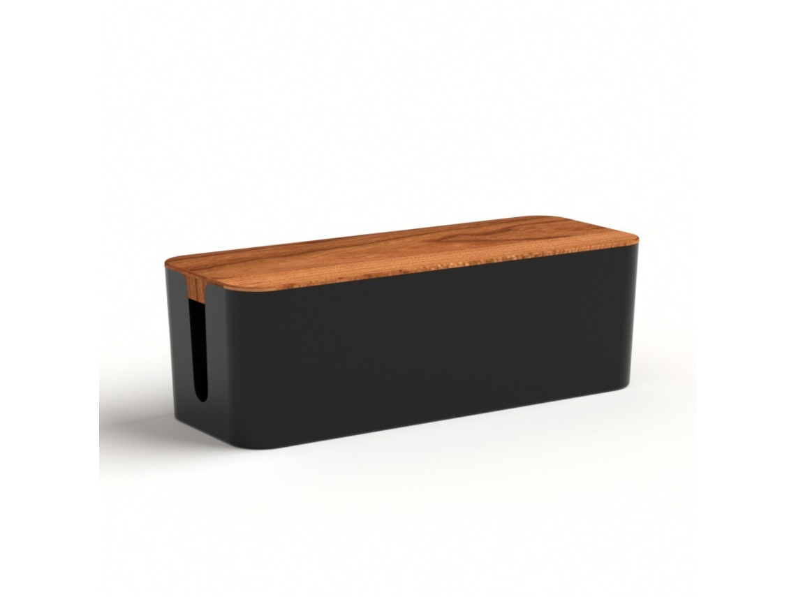 Eleve Seu Espaço, Organizador De Fios Ocultos, Estilo De Madeira Para Casa E Escritório, 40 Cm X 15 Cm X 13 Cm, Pés De Borracha Antiderrapantes, Mater