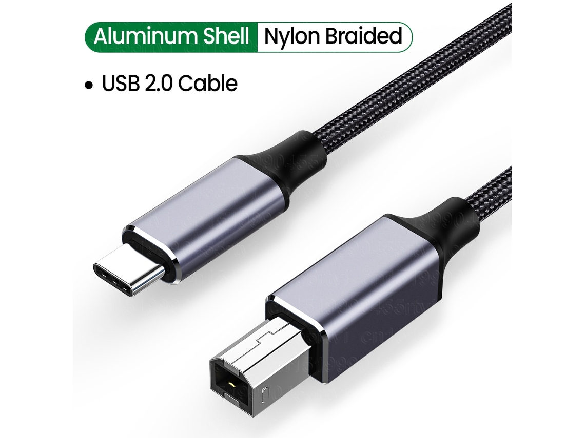 Cabo Lurelia USB-C para USB-B, dados para impressoras, scanners e controladores MIDI.