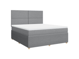 Cama com Molas/Colchão 180x200 Cm em Tecido Cinzento Claro MAISON EXCLUSIVE