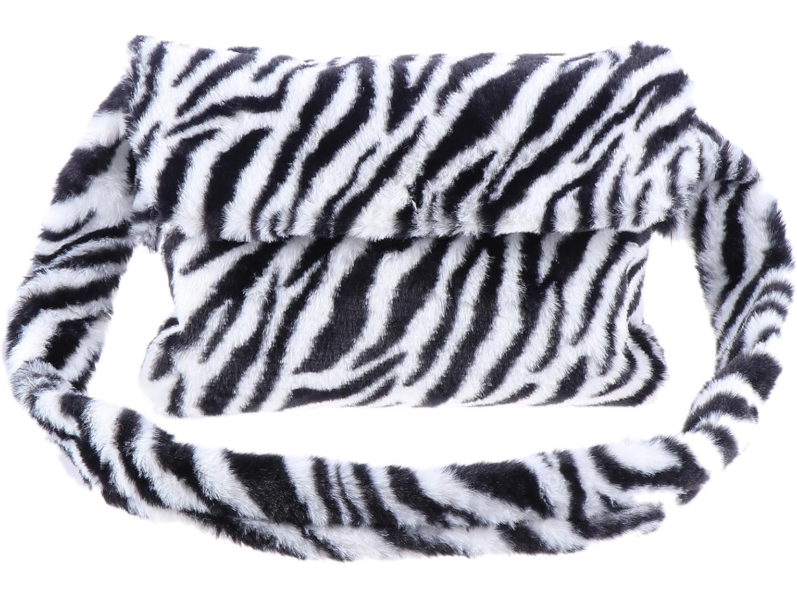 Bolsa De Ombro Feminina Ciieeo Com Estampa De Zebra Em Pelúcia, Fecho Magnético E Grande Capacidade.