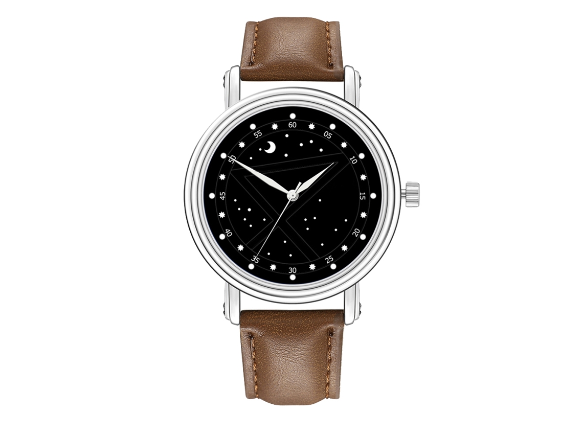 Relógio de Pulso Masculino de Moda Pulseira Pu Mostrador Redondo Analógico Quartzo (dark Coffeeblack)