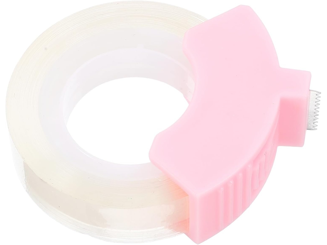 Dispensador Fita Adesiva de Plástico Rosa Claro, Dispensador Fita Adesiva Portátil de Mesa, Cortador Preciso, Design