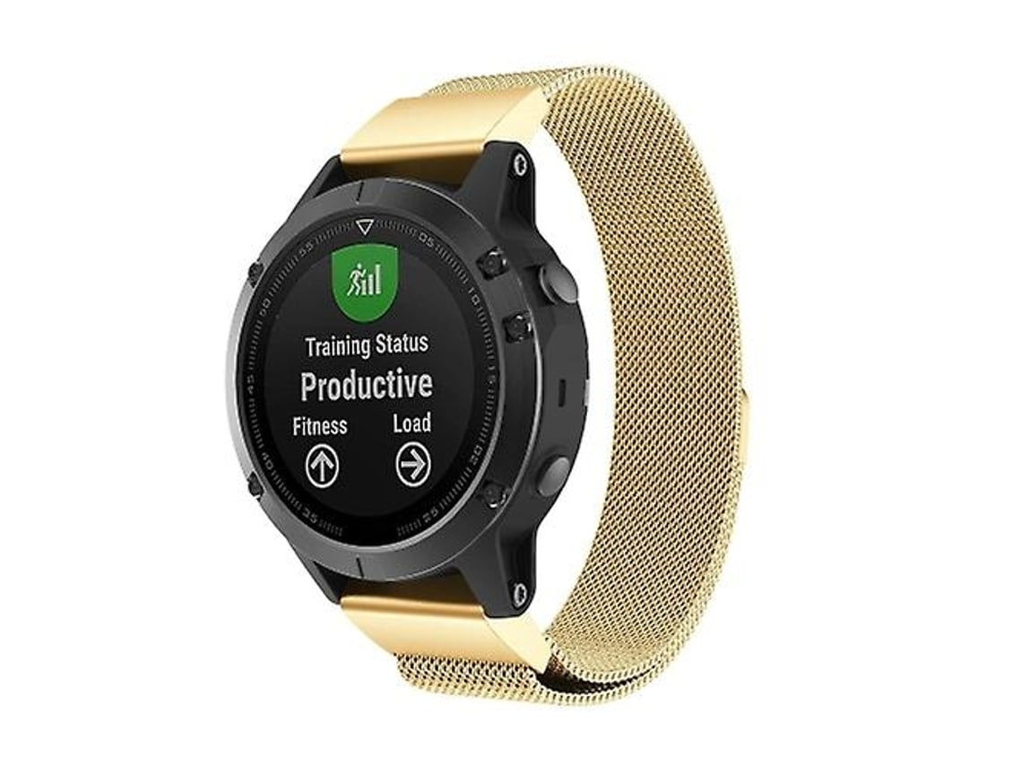 Lurelia Pulseira, Compatível Com Garmin Fenix 5x Milano, Metal, Aço Inoxidável, Dourado, Acabamento Moderno