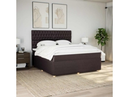 Vidaxl Cama Com Molas/colchão 180x200 Cm Tecido Castanho-escuro
