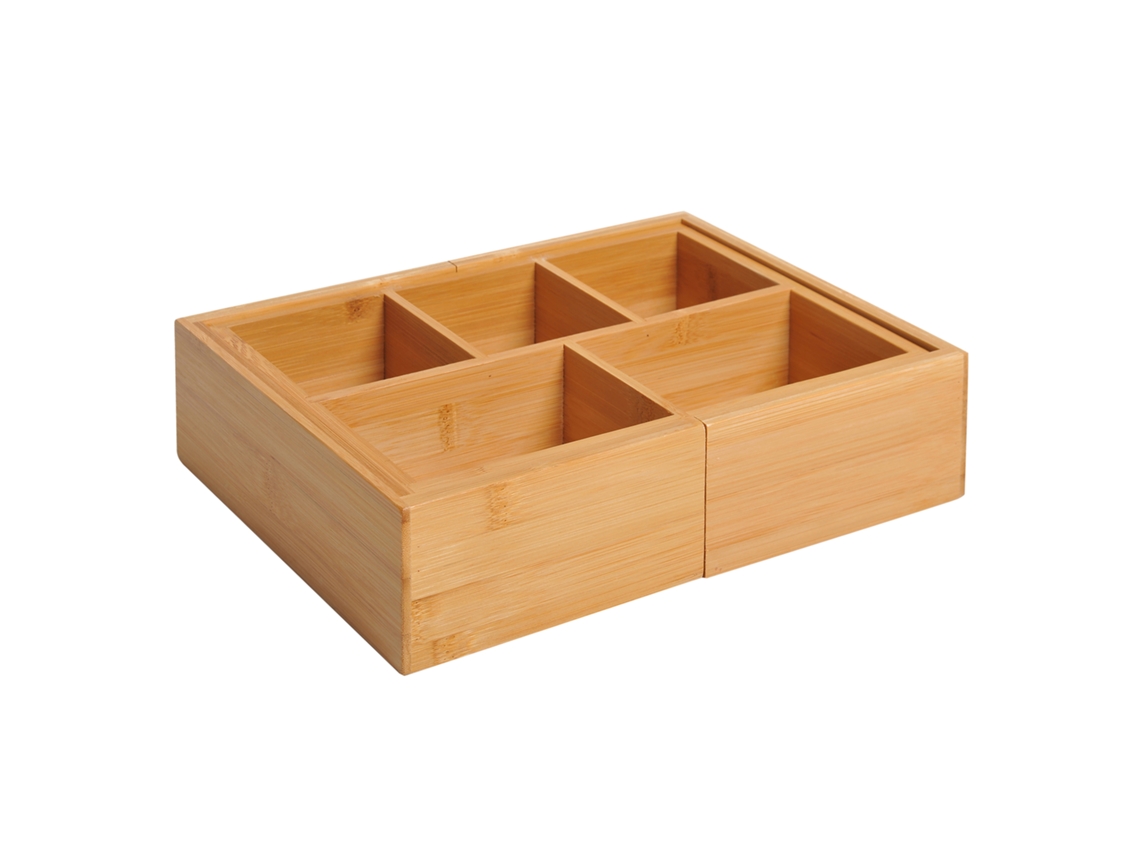 Caixa organizadora de gaveta em bambu natural 24,6x17,6x7cm