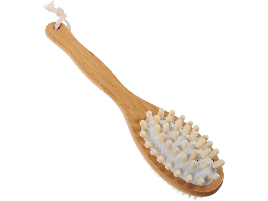 Escova De Banho Dupla Face Para Cuidados Com O Corpo, Com Cerdas Naturais E Cabeça De Massagem Esfoliante
