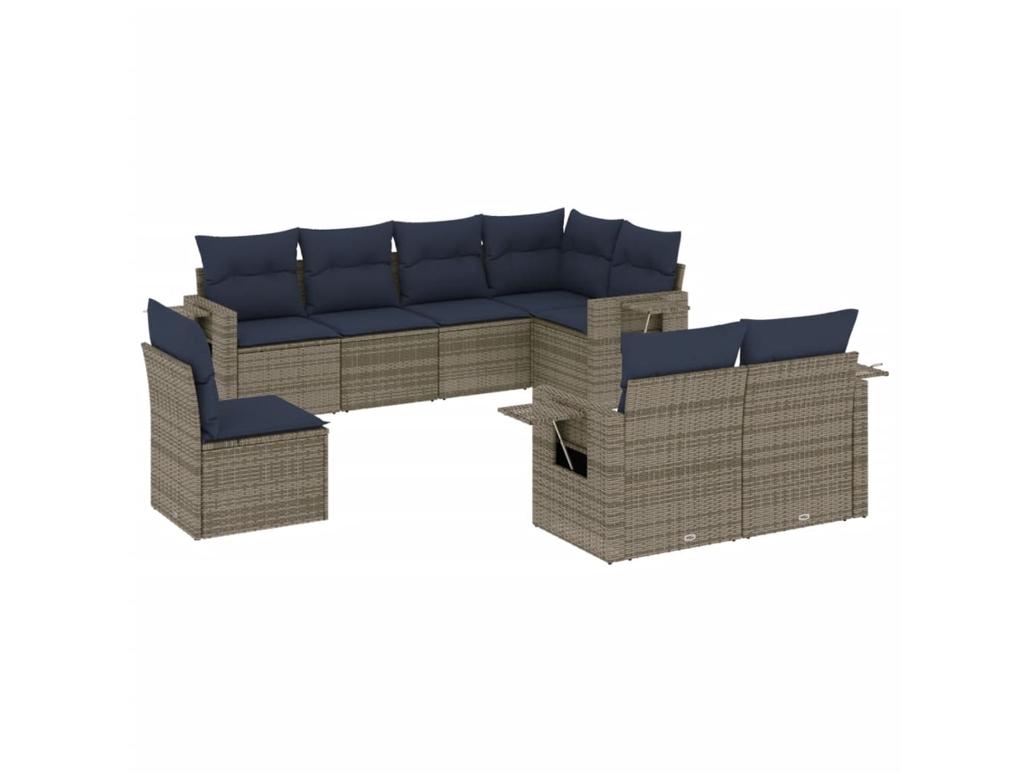 Conjunto de Sofá de Jardim, 8 Peças, Almofadas, Rattan Cinza MAISON EXCLUSIVE