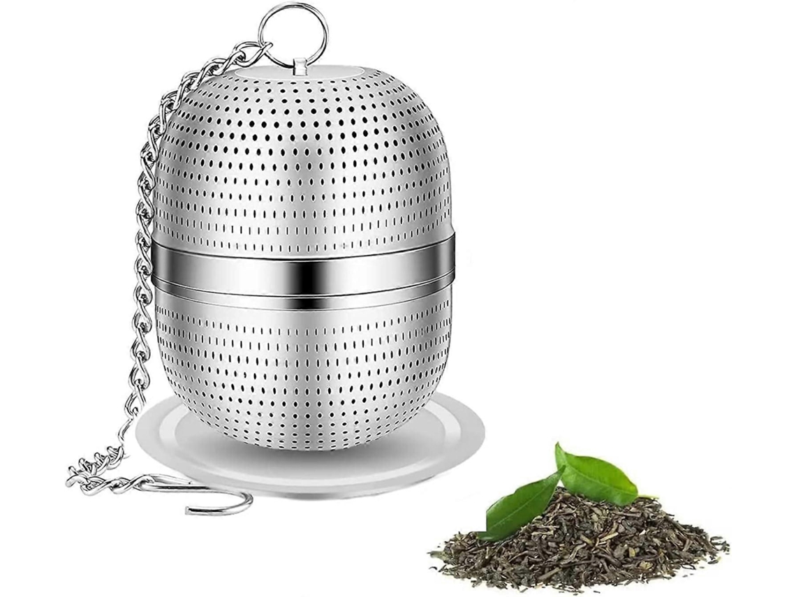 Infusor de Chá de Aço Inoxidável 304 com Malha Ultra Fina e Prato para Gotejamento para Chá, Ervas e Especiarias em Pó