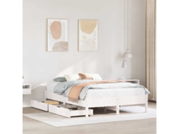 Vidaxl Cama Sem Colchão 140x200 Cm Madeira de Pinho Maciça Branco