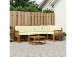 Vidaxl Conjunto De Sofás Para Exterior 6 Unid. Natural E Creme