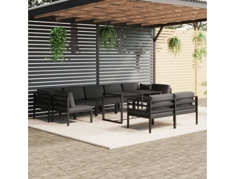 Conjunto de Relax com 10 Peças com Almofadas (64,5 x 70 x 64,5 - Alumínio - Cinzento)