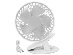 Ventilador de Mesa Compacto com 3 Velocidades e Clip para Casa, Escritório e Quarto Branco LAXISCREED