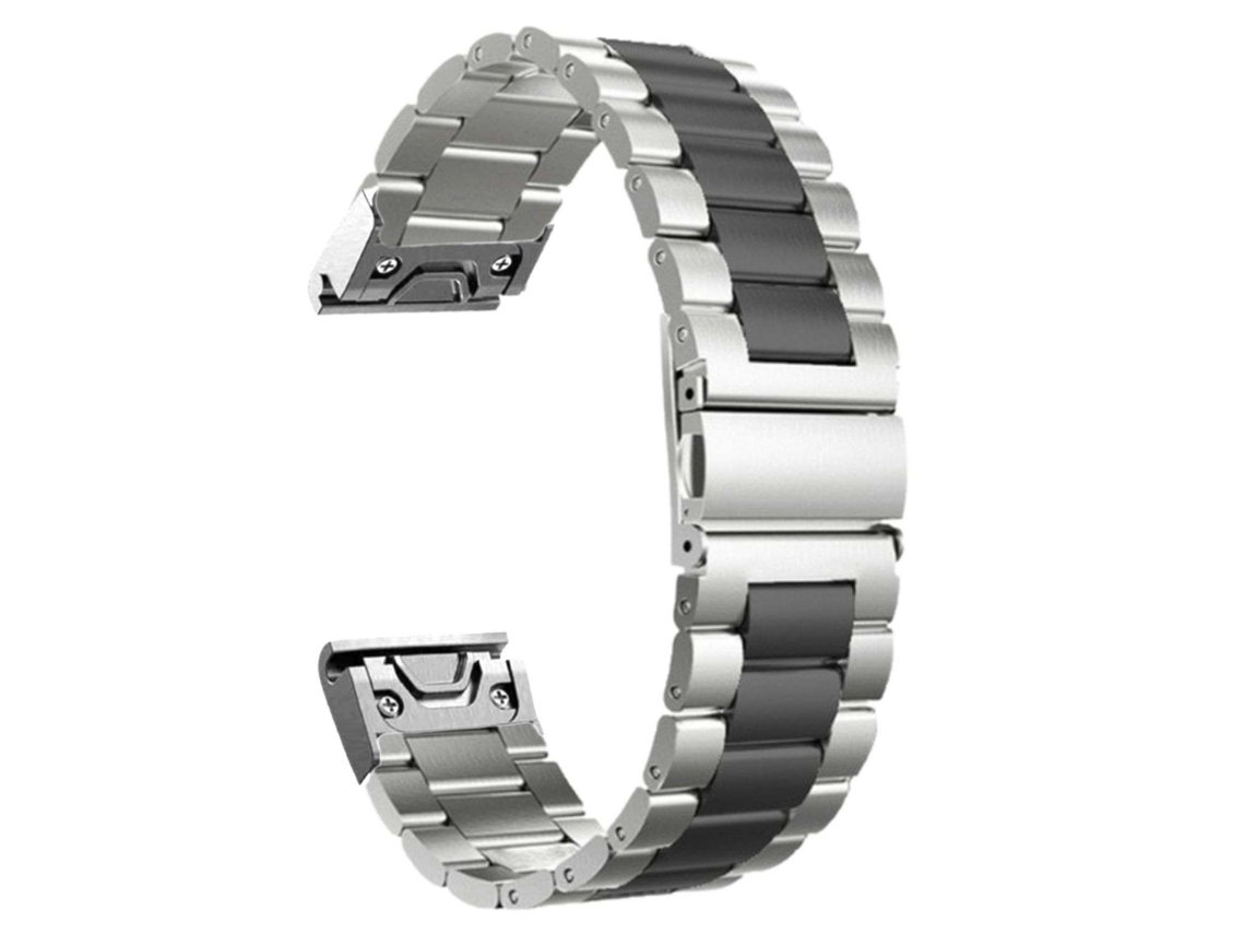 Bracelete Aço Inoxidável Adaptável Cinzento e Preto para Garmin Instinct Crossover