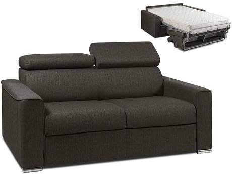 Sofá Cama Vizir LINEA SOFA (Castanho Chocolate - Tecido e Veludo - 176x94x100 cm/Dimensões da cama: 120 – 139 cm)