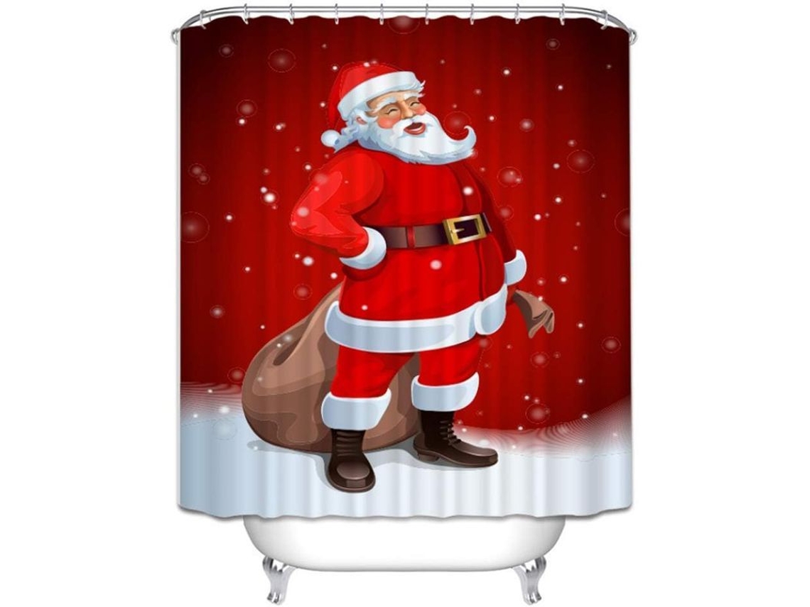 Cortina de chuveiro de Natal para banheiro, impermeável 180x180cm | S/MARCA