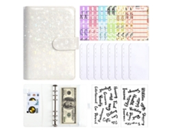 A6 Ring Binder Cash Budget Notebook With Laser Envelope, Financial Planner, White Cover, 8-zipper Pockets, New A6 Cash