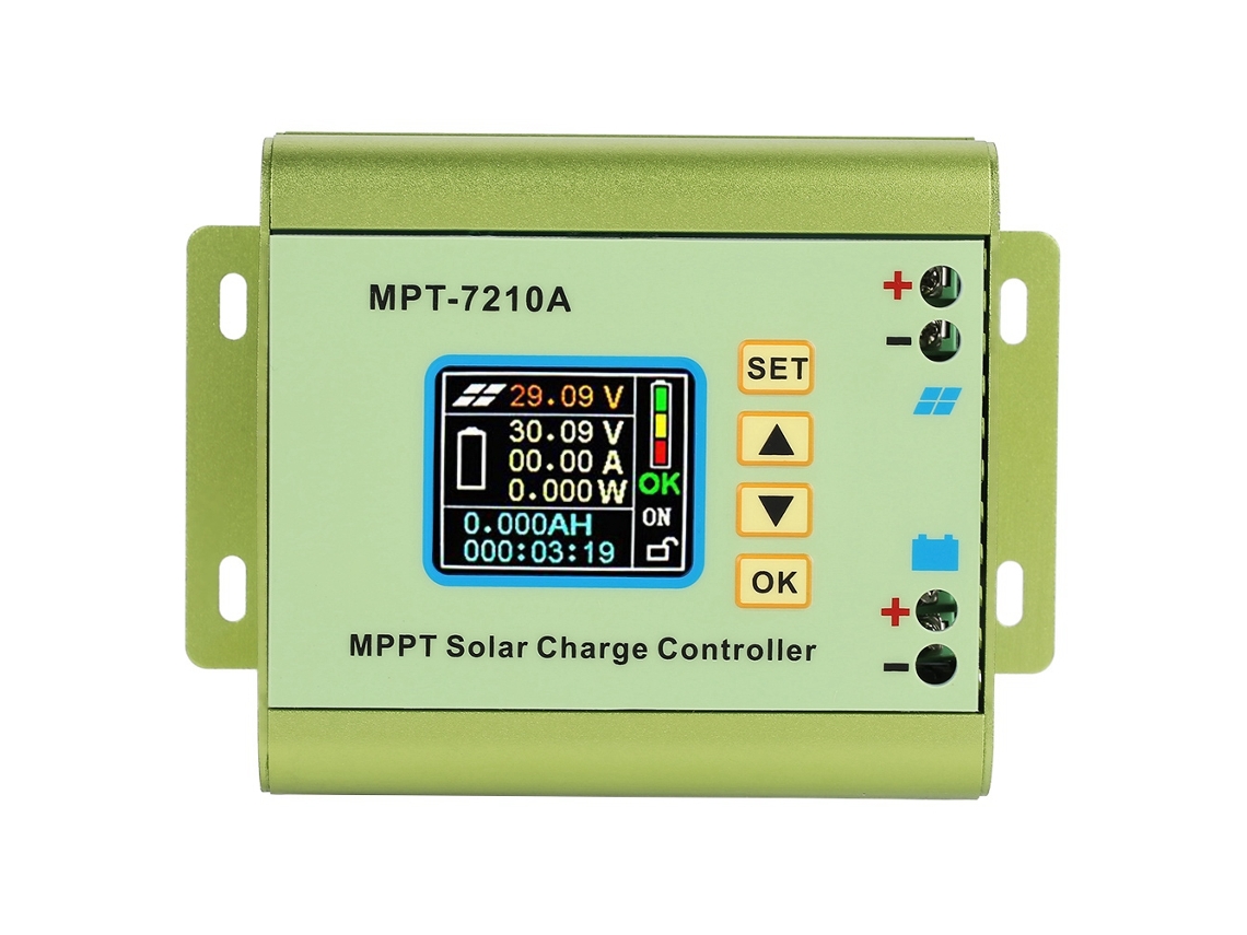 Controlador De Carga Solar Mppt Com Lcd Para Bateria De Lítio Mp-7210a Ligação De Alumínio