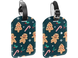 Conjunto De 2 Etiquetas Bagagem Divertidas Em Couro Pu Com A Inscrição Biscoitos Natal