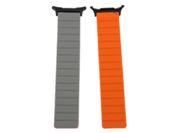 Pulseira de Silicone Magnética Resistente À Água para Watch 7 Ultra 47mm Cinza Laranja