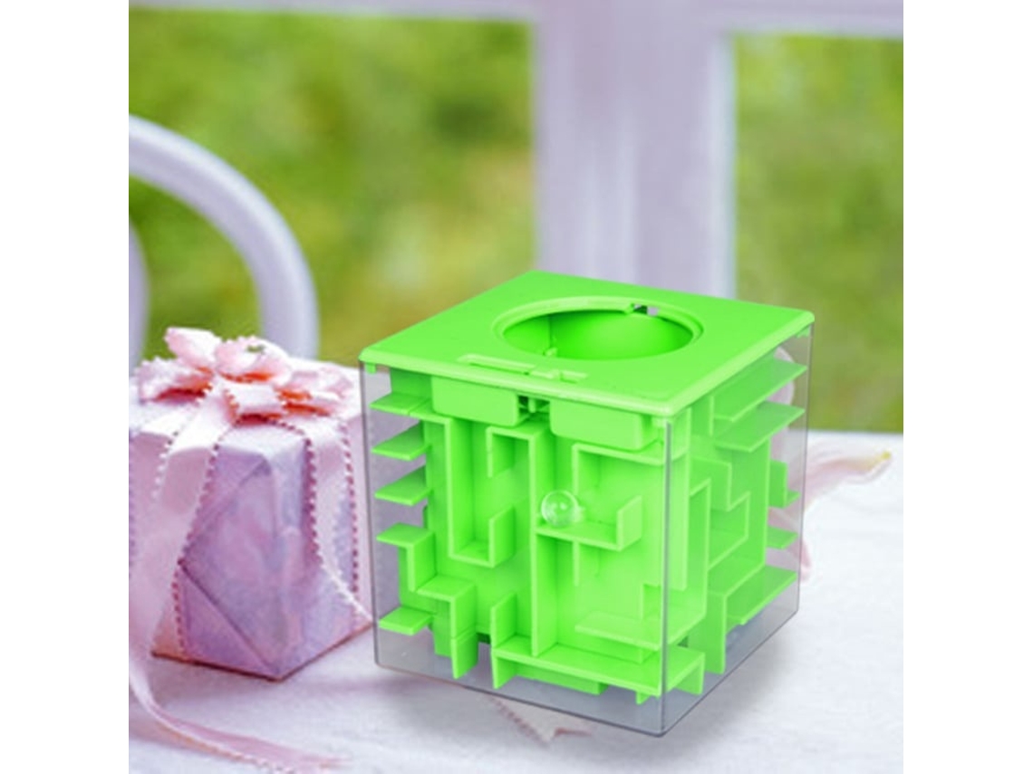 Cofrinho Cubo Labirinto E Quebra-cabeças Presente Original, Verde Lurelia