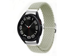 Bracelete para Samsung Galaxy Watch 7/6/5/4 Nylon Trançado Eight Buckle Branco Pérola XIAOMOYU
