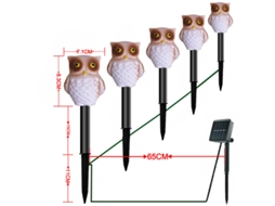 Lurelia Luz Led De Solo Para Halloween, Coruja Pintada, 5 Estacas Pretas, Caixa Com 5 Baterias, Ip65