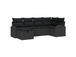 Conjunto 6 Sofá De Jardim Vidaxl Preto Vime Pe