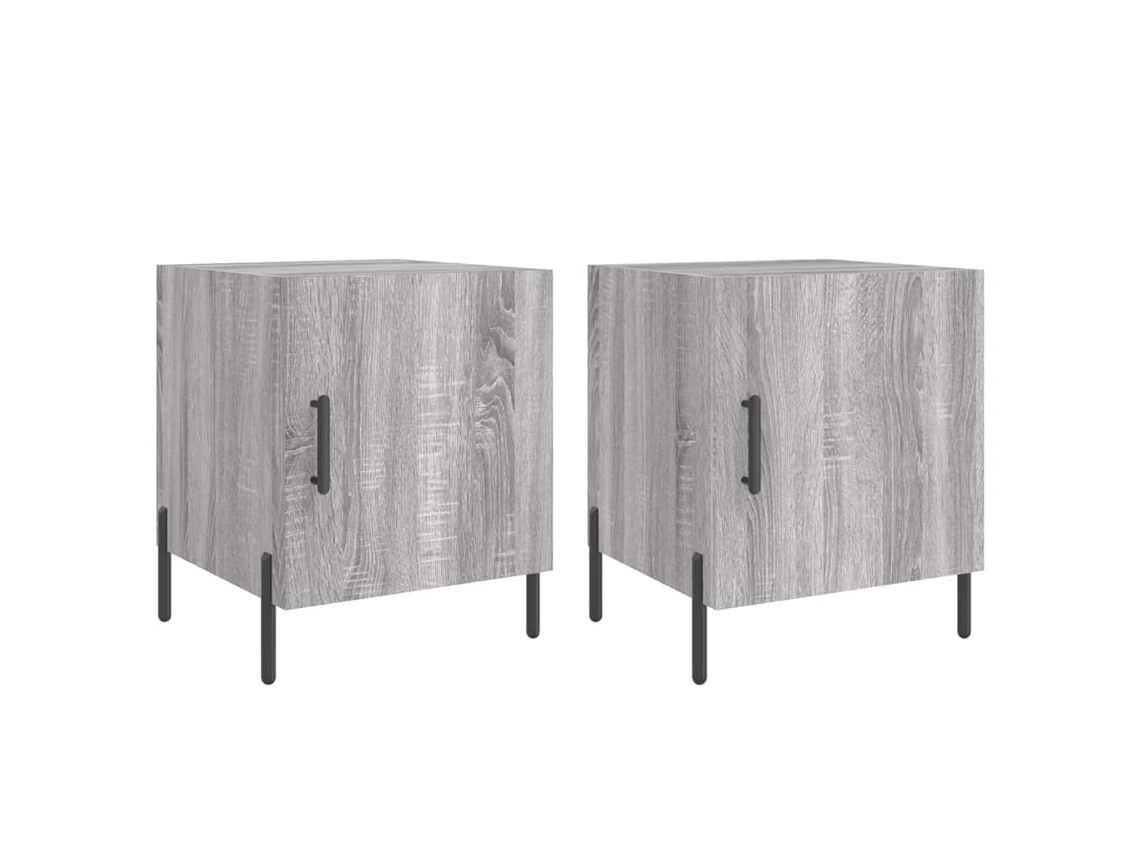 Bedside Cabinet, Bedside Cabinets Vidaxl Cinzeto Madeira Processada (n/a)