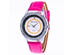 Relógio de Pulso Feminino de Quartzo com Pulseira de Couro Liso Rosa Claro