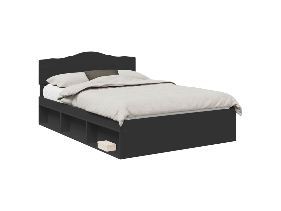 Estrutura da Cama Preto 160x200 cm Madeira de Pinheiro Sólida MAISON EXCLUSIVE