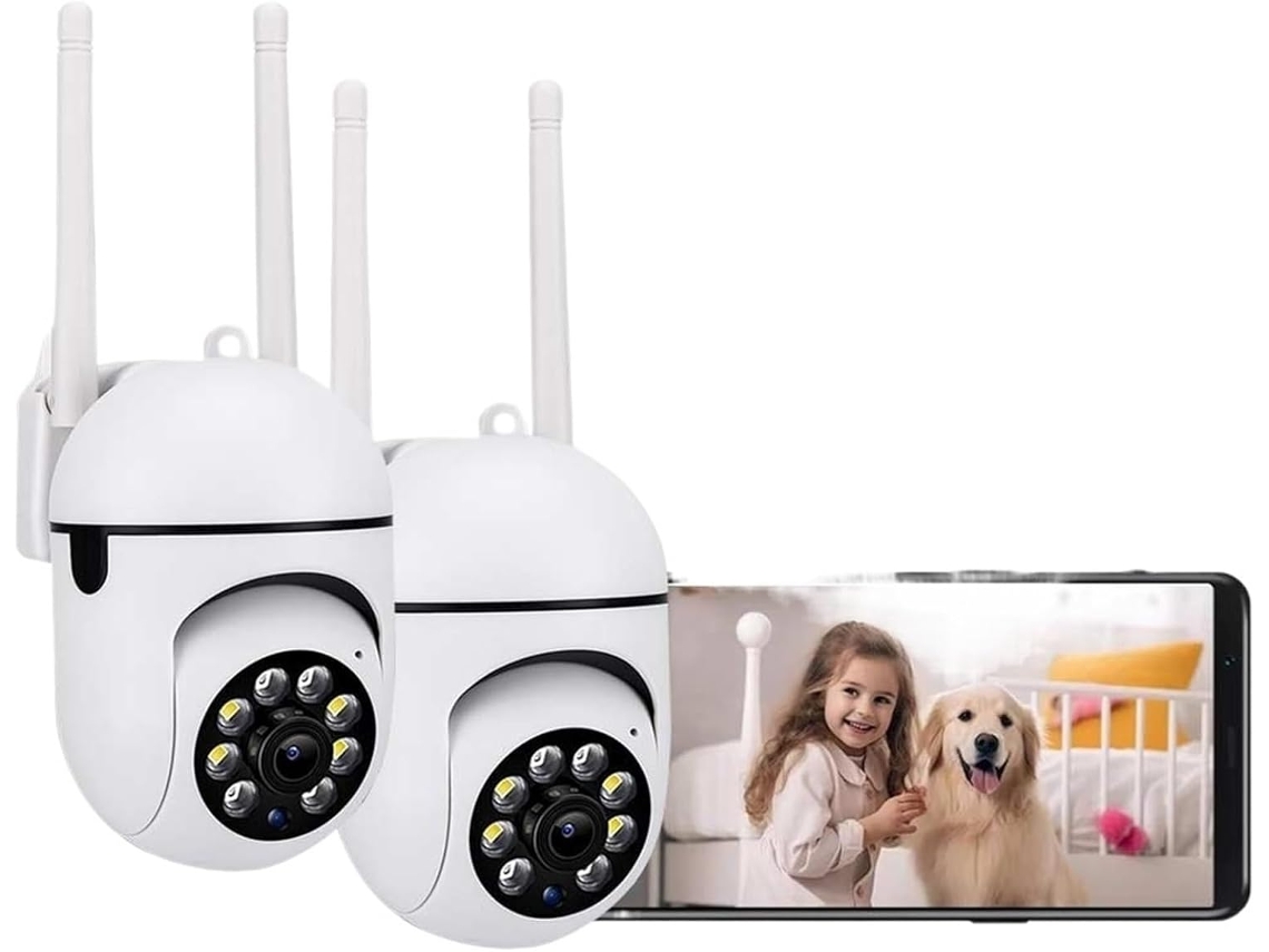 Câmera de Vigilância Ptz Sem Fio de 5mp com Wi fi Ip e Rastreamento. SFUSHOS (1/2/3/4 Unidades)