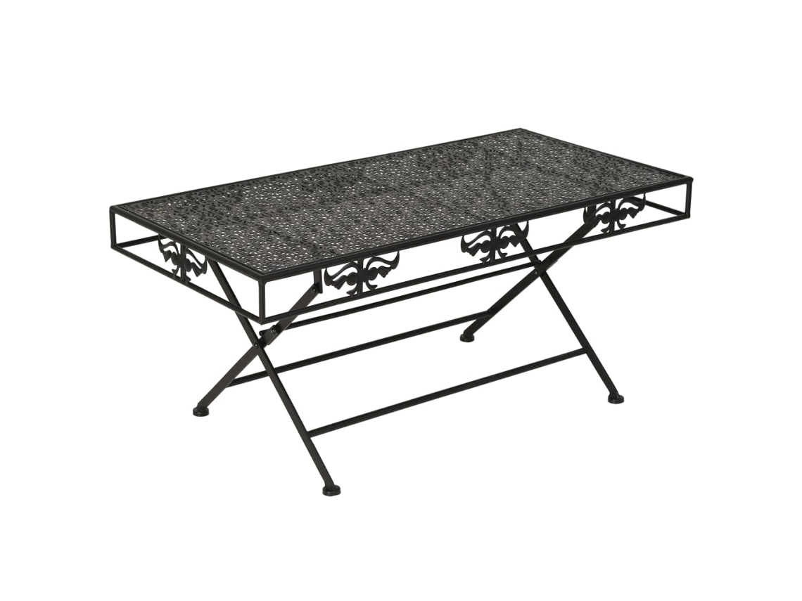 Vidaxl Mesa De Centro Dobrável Estilo Vintage Metal 100x50x45 Cm Preto