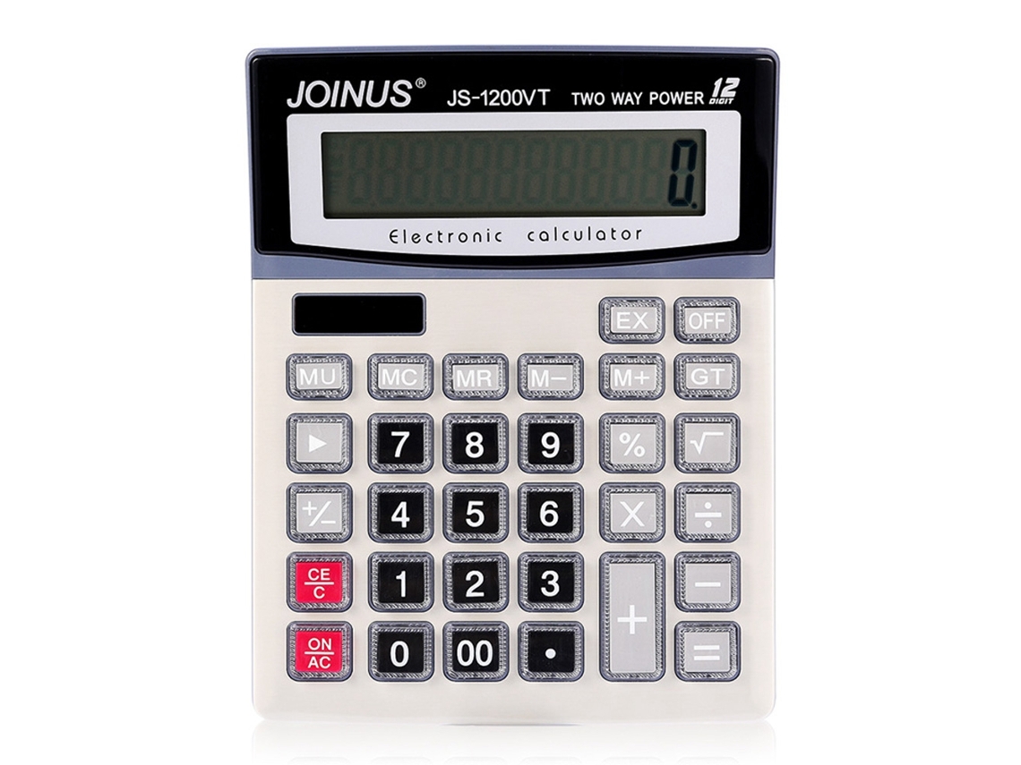 Calculadora Eletrônica Portátil Js-1200vt Duas Fontes Cálculos Básicos