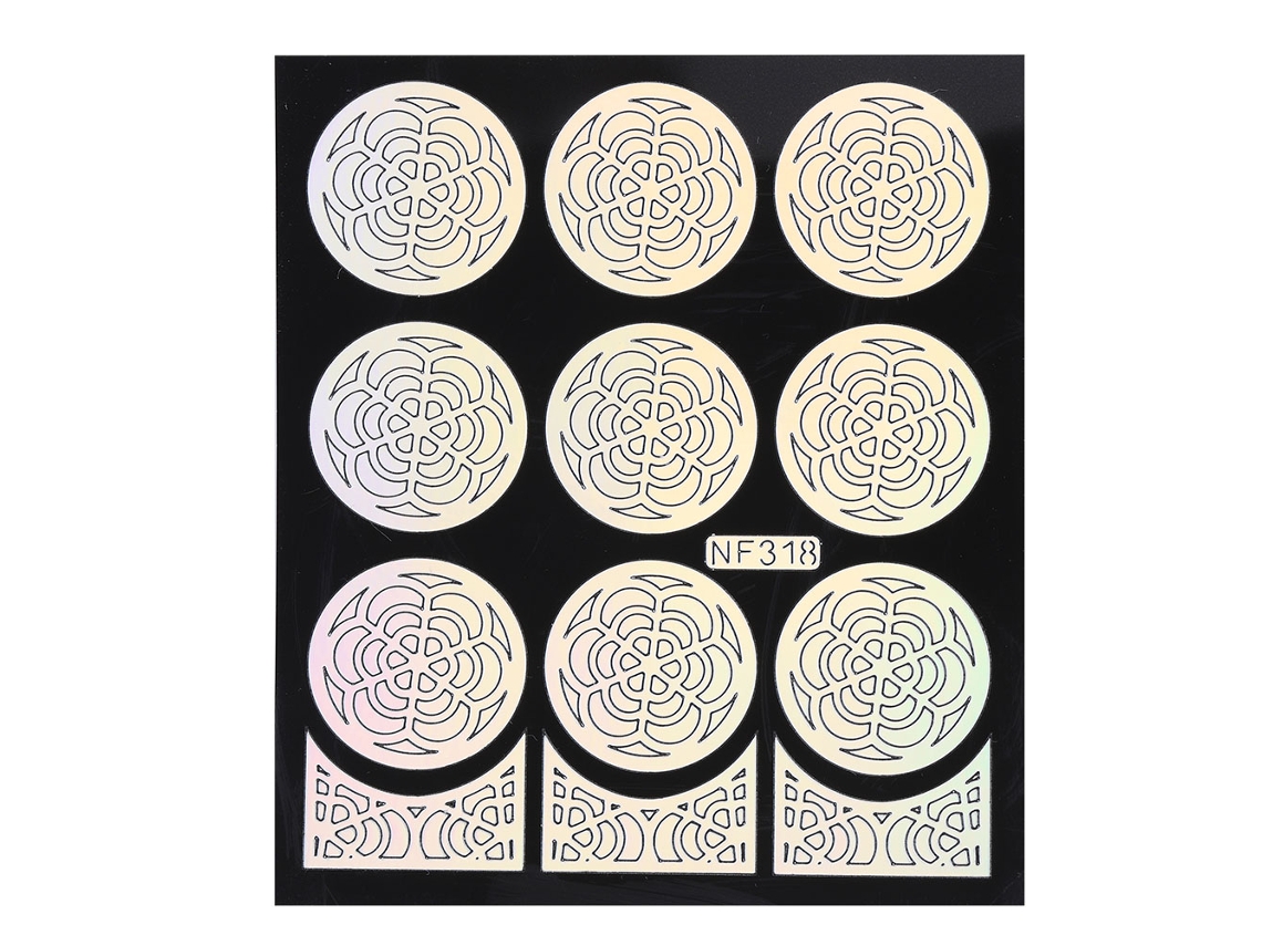 Adesivo De Arte De Unha Modelo De Flor Stencil Decalque Nf318 Com 9 Padrões Para Uso Profissional E Pessoal