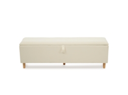 Banco De Cama Com Armazenamento, 145 X 38 Cm, Banco Estofado Com Espaço Hidráulico, Ideal Para Quartos, Salas E Corredores, Bege.