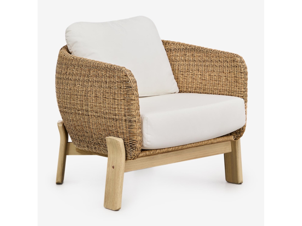Sklum Poltrona De Jardim Leilan Em Madeira De Acácia E Rattan Sintético Poliéster         Marrom Acácia Claro