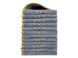 Conjunto de 12 Peças Toalhas de Mão em Fleece Coral, Macias e Absorventes,cinza,34x34cm GERTIZ