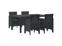 Conjunto 5 Conjunto De Jantar Para Jardim Vidaxl Antracite Polipropileno (150 X 100 X 73 Cm)