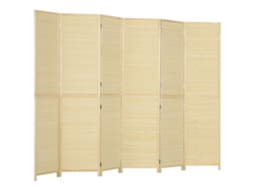 Divisor 270x180cm 6 Painéis Bambu Dobrável, Natural
