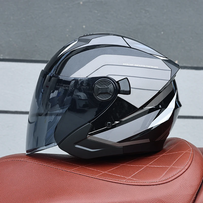 (xl) Capacete De Motocicleta Abs 3/4, Certificado Dot, Resistente A Impactos E Ao Vento.