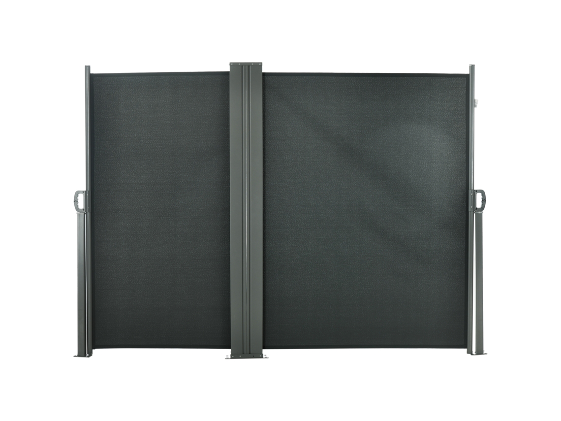Divisor de jardim ajustável anti UV com alça, metal e poliéster 180 G/m², 600x180 cm, cinza | S/MARCA