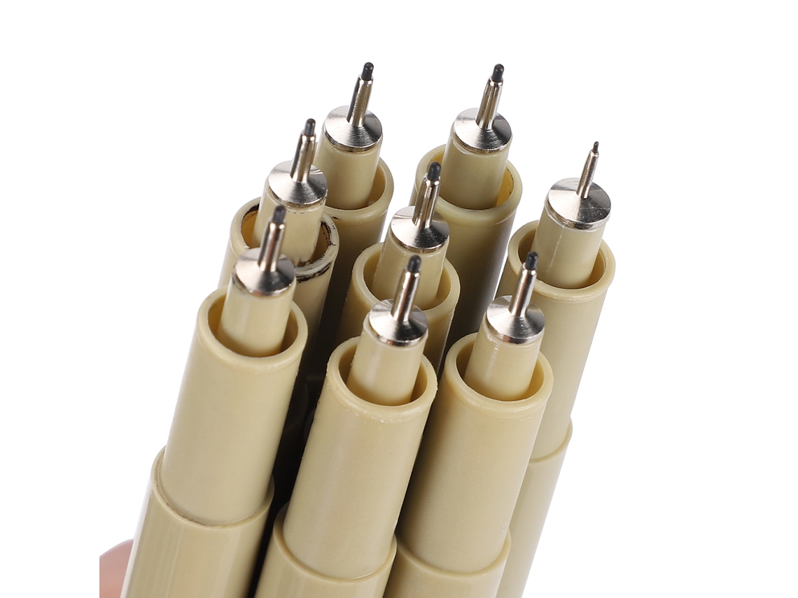 8 Peças Lápis Tubular Ferramenta De Traçado Linha Gancho Estilo Japonês Portaminas Plástico Recarga Preta