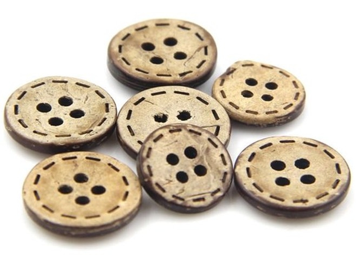 Kokosnootknopen 50 Stuks - Houten Knopen - Ronde Knopen - Vintage Knopen - Knutselknopen - 18 Mm Houtkleur